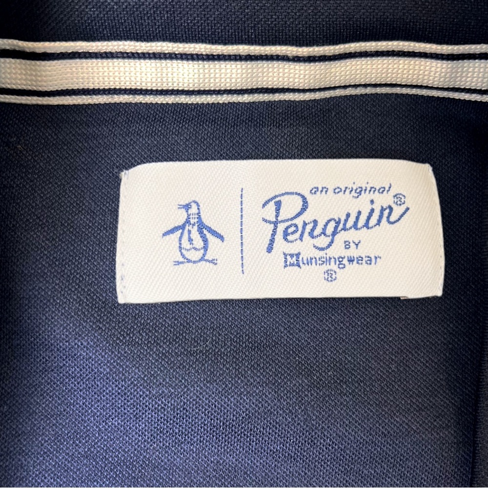 Original Penguin Navy Blue Track Jacket XXL White Sleeve Stripe Full Zip - Picture 3 of 11